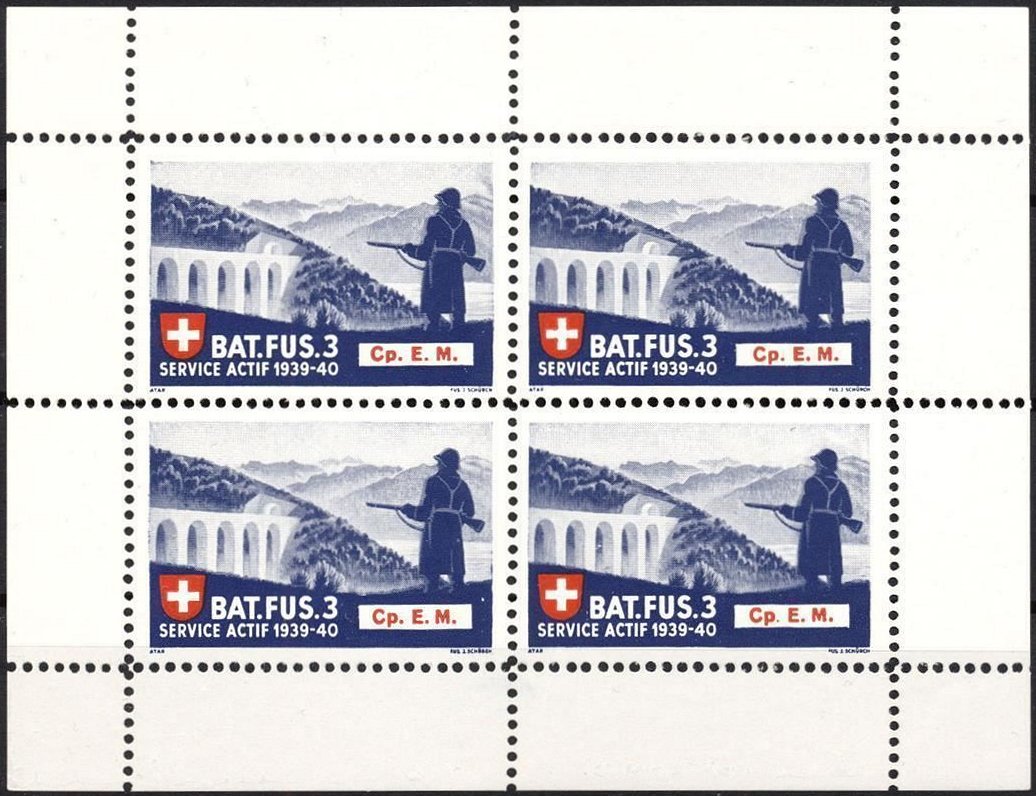 Schweiz Suisse Switzerland Soldatenmarken Eisenbahn Soldier Stamps Railway Infanterie Bat. Fus. 3